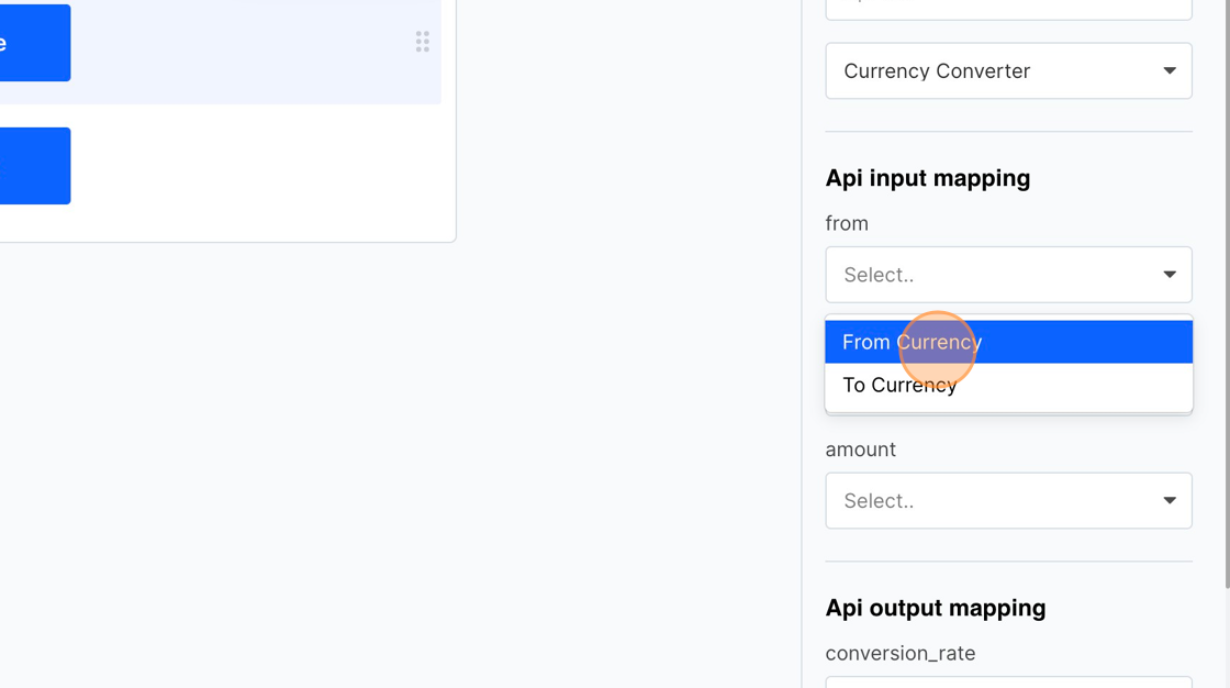 Screenshot of: Click "From Currency"