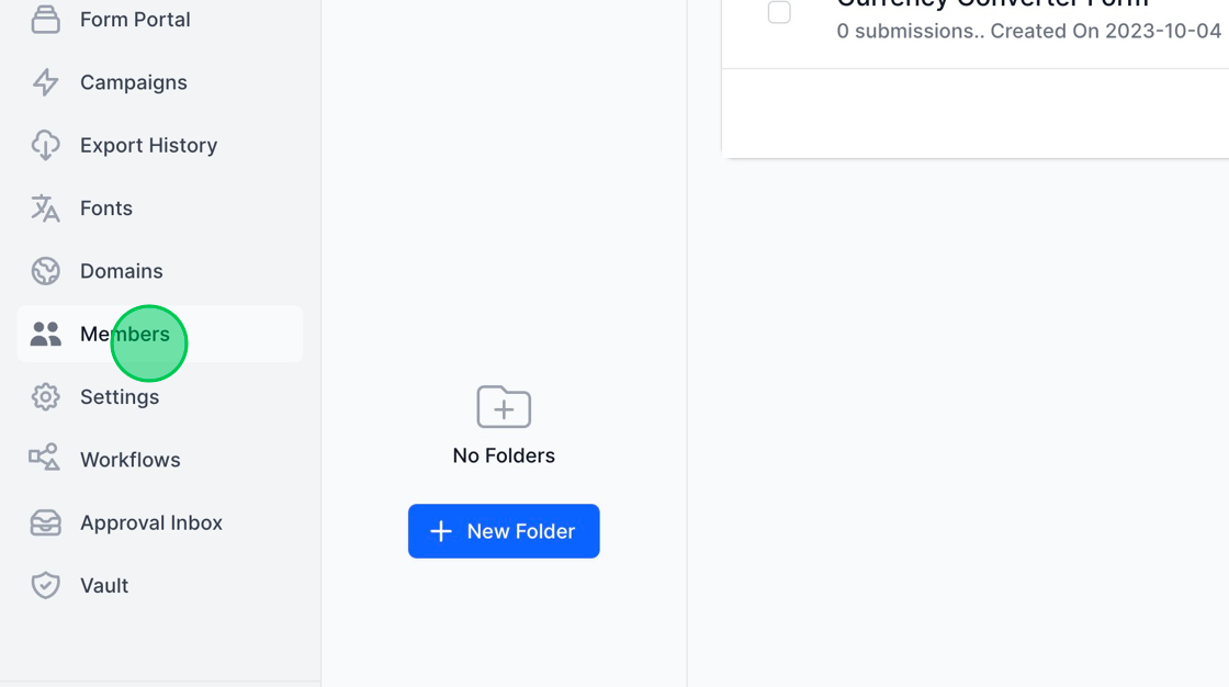 Screenshot of: Occasionally, you may encounter issues with your MakeForms account, at which point the support team may request you to activate support access for debugging purposes. By doing so, you grant the MakeForms support team access to your account, though only for a 24-hour period. To enable support access, navigate to the members section of the WorkSpace you wish to grant access for.