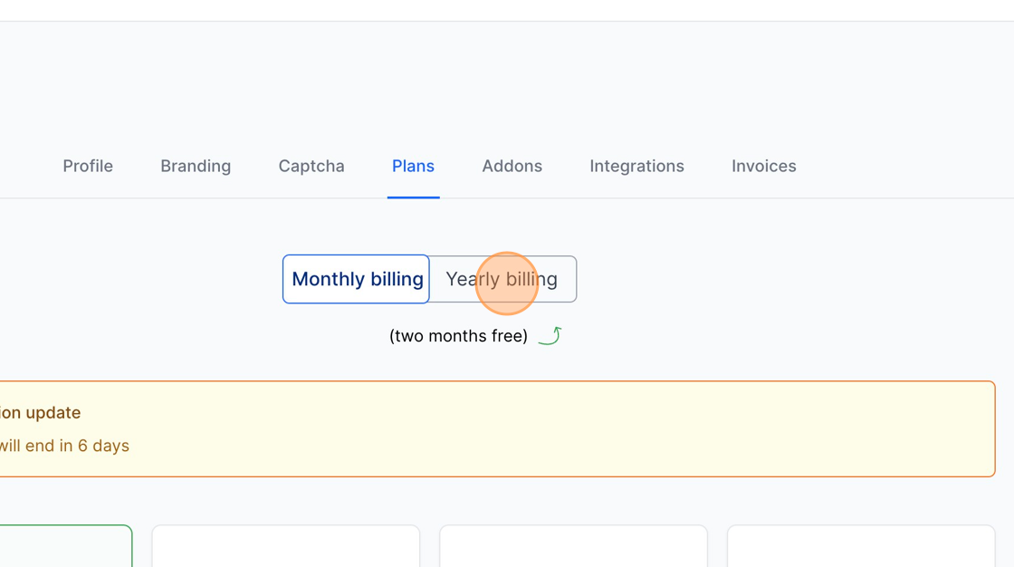 Screenshot of: The MakeForms subscription plans are displayed for your perusal. You have the option to choose between Monthly and Yearly plans based on your preference and budget. A notable advantage of opting for the Yearly plans is the offering of two months free, which provides a cost-effective solution for long-term use of MakeForms services.