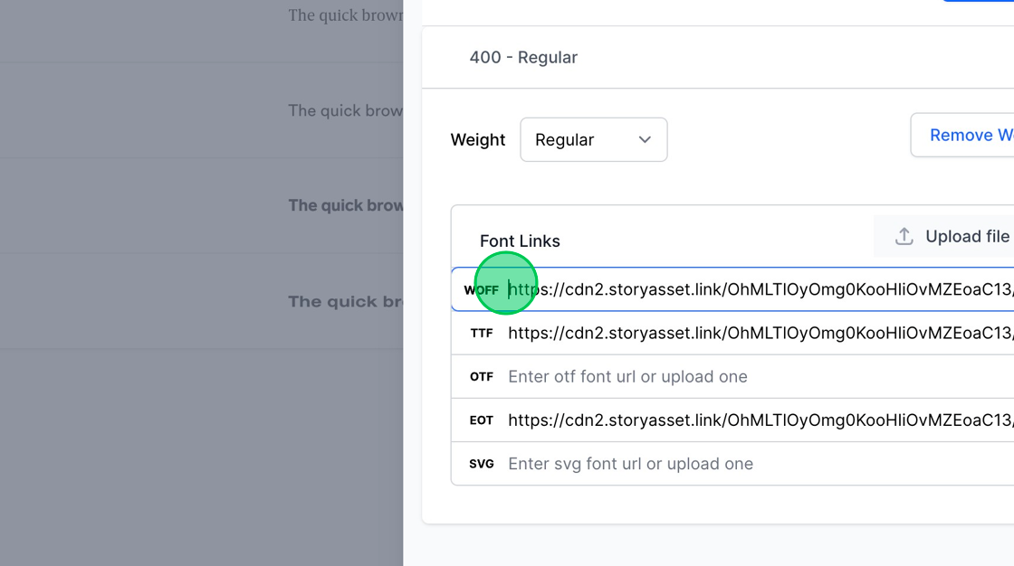 Screenshot of: In this demonstration, we have uploaded the .woff, .ttf, and .eot versions of the font files to ensure a wide range of compatibility across different browsers and platforms.